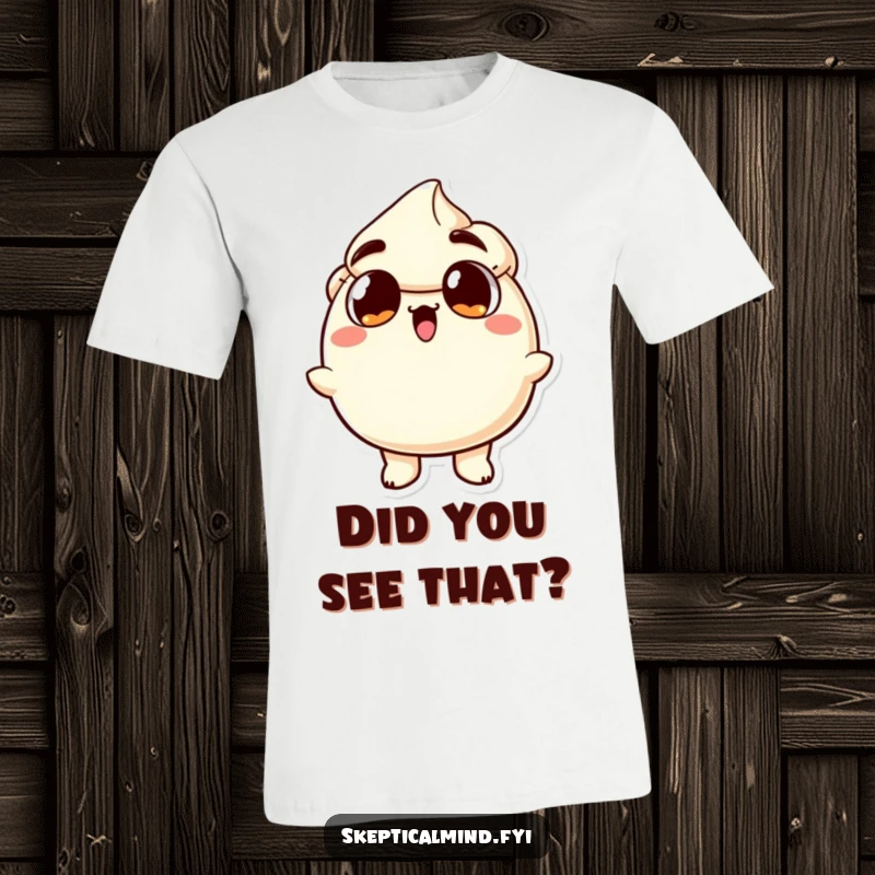 Funny t-shirt showing a sour cream character looking incredibly surprised, with wide eyes and an open mouth, ideal for expressing shock.