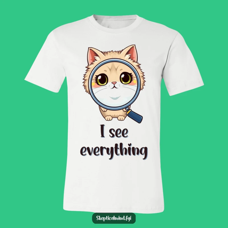 Funny Cat Magnifying Glass T-Shirt: Curious Kitty's Comedy, Your New Favorite Tee!