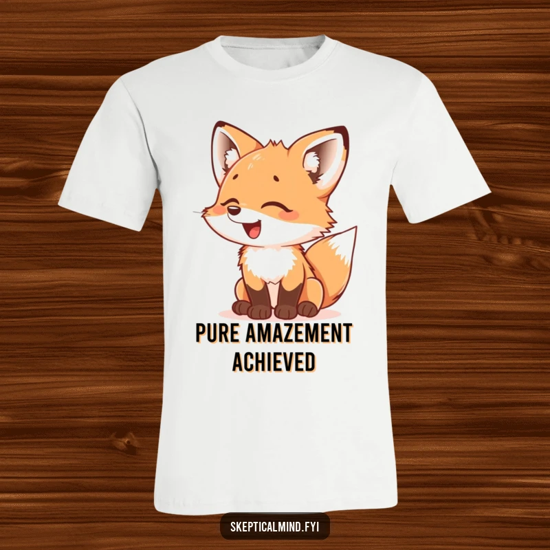 Funny Fox Cub T-Shirt: A giggling fox cub looks at something with bewildered delight, a wearable piece of pure, innocent joy.