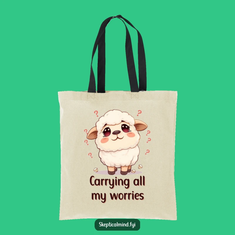 Funny Sheep Doubt Tote: Worried Character Bag for Everyday Musings