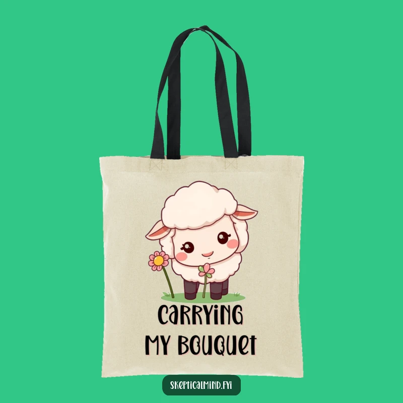 Funny Sheep Flower Tote Bag: Quizzical Sheep Humor For Everyday Errands