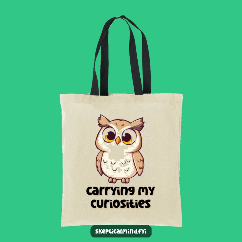 Funny Owl Tote Bag: Spacious bag with curious owl and big eyes, a practical gift.