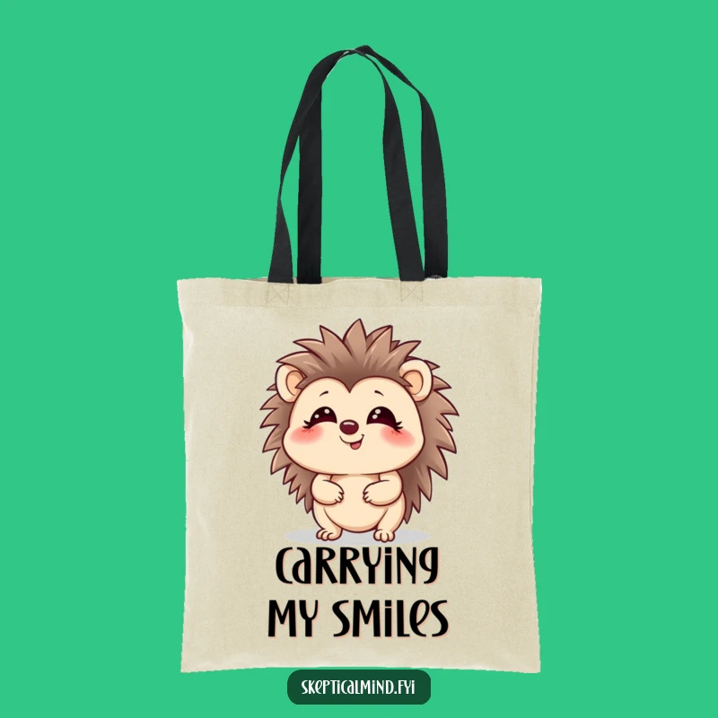 Funny Hedgehog Tote Bag - Giggling Spiky Shopping Bag