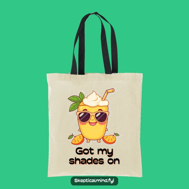 Funny Mango Smoothie Sunglasses Tote Bag, Chic Fruit Character Carryall Gift