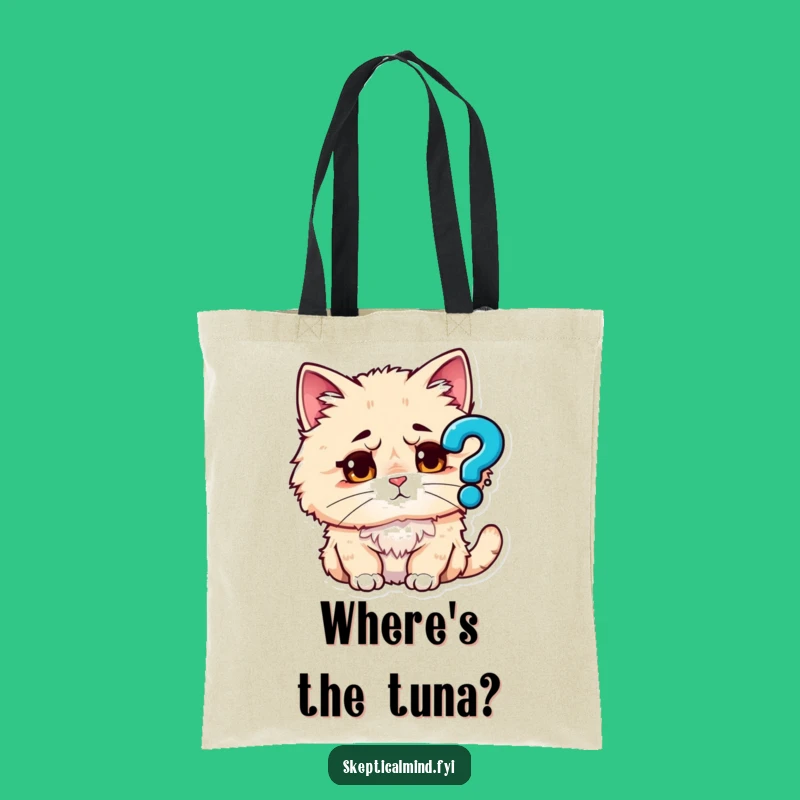 Funny Puzzled Cat Tote Bag - Carry Your Questions with Adorable Humor